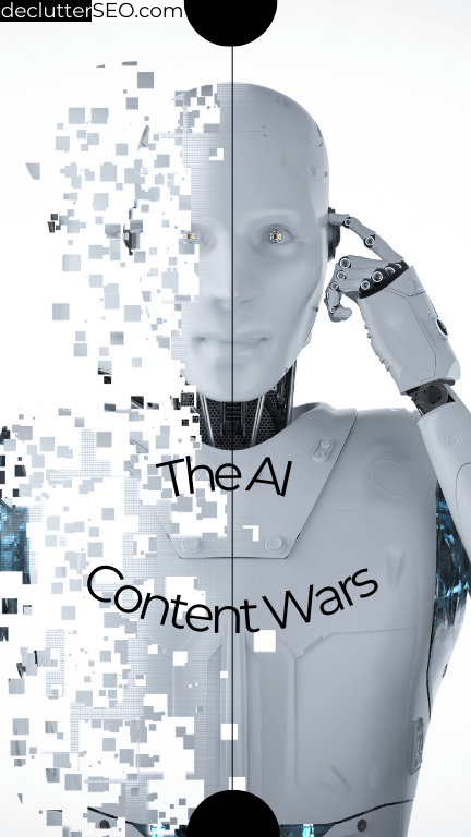 White AI robot destroying AI content